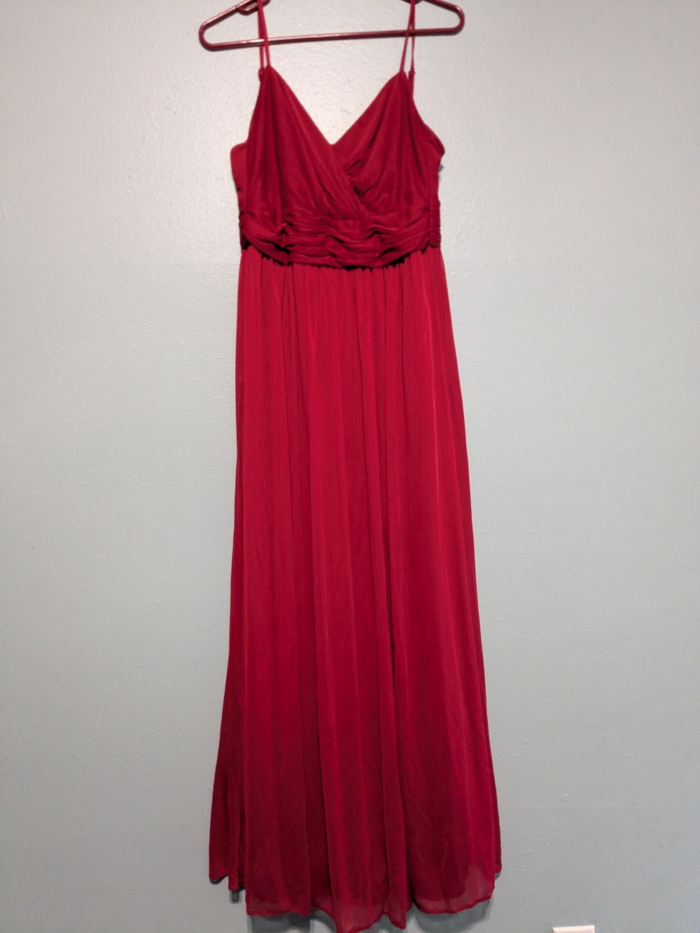 David's Bridal Red Spaghetti Strap Maxi Gown